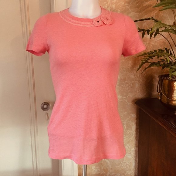 J. CREW short sleeve cotton t-shirt peach sz small - Picture 1 of 5